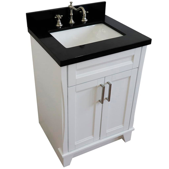 Bellaterra Home Terni 24" White Vanity, Rectangle Sink Black Galaxy Granite#top-options_black-galaxy-granite