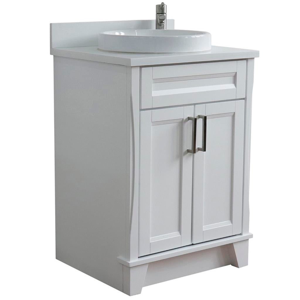 Bellaterra Home Terni 24" White Vanity, Round Sink White Quartz#top-options_white-quartz