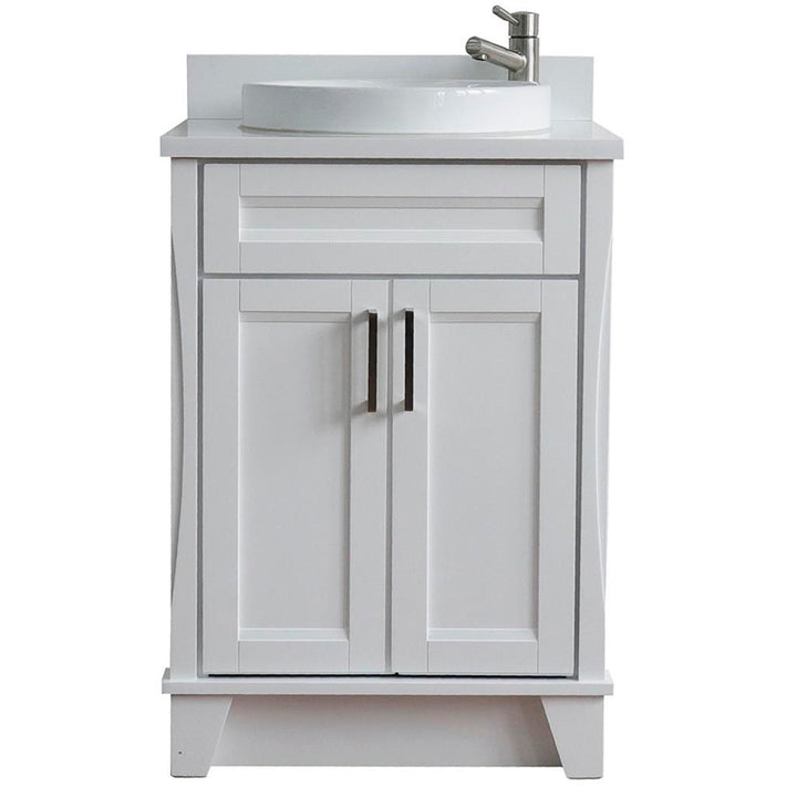 Bellaterra Home Terni 24" White Vanity, Round Sink White Quartz#top-options_white-quartz