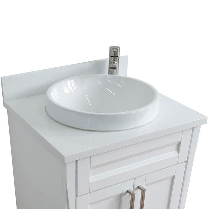 Bellaterra Home Terni 24" White Vanity, Round Sink White Quartz#top-options_white-quartz