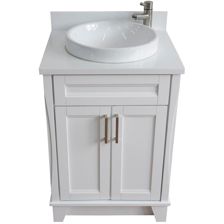 Bellaterra Home Terni 24" White Vanity, Round Sink White Quartz#top-options_white-quartz