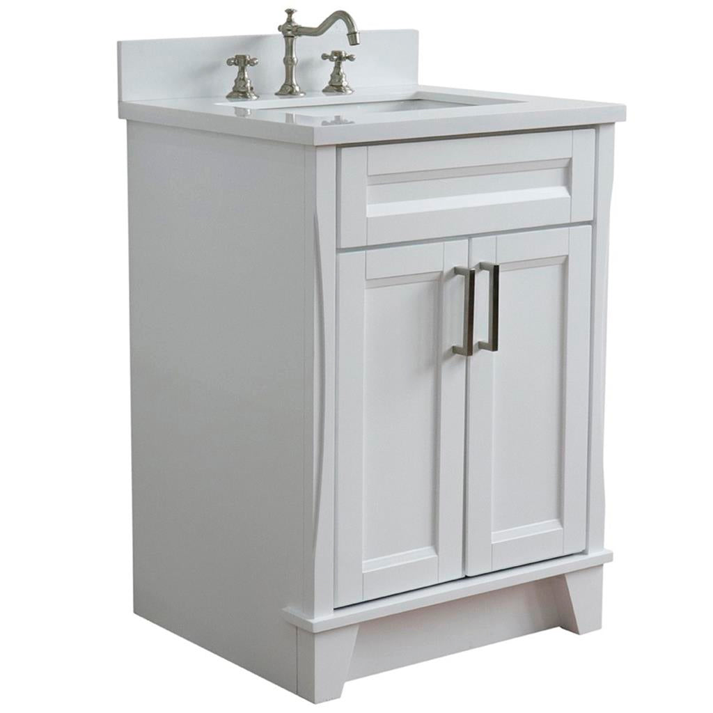 Bellaterra Home Terni 24" White Vanity, Rectangle Sink White Quartz#top-options_white-quartz