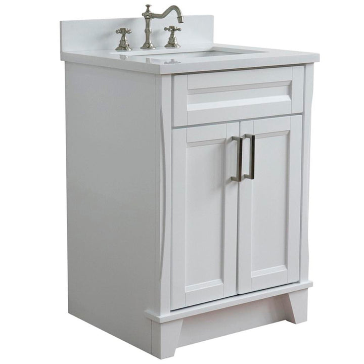 Bellaterra Home Terni 24" White Vanity, Rectangle Sink White Quartz#top-options_white-quartz