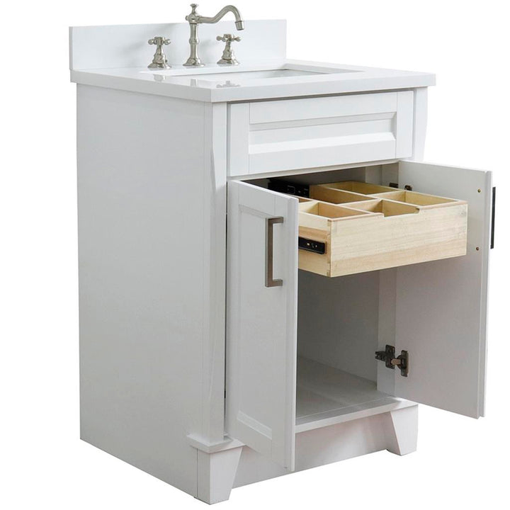 Bellaterra Home Terni 24" White Vanity, Rectangle Sink White Quartz#top-options_white-quartz