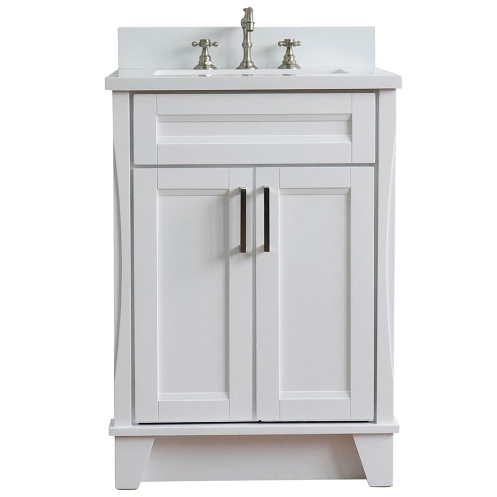 Bellaterra Home Terni 24" White Vanity, Rectangle Sink White Quartz#top-options_white-quartz