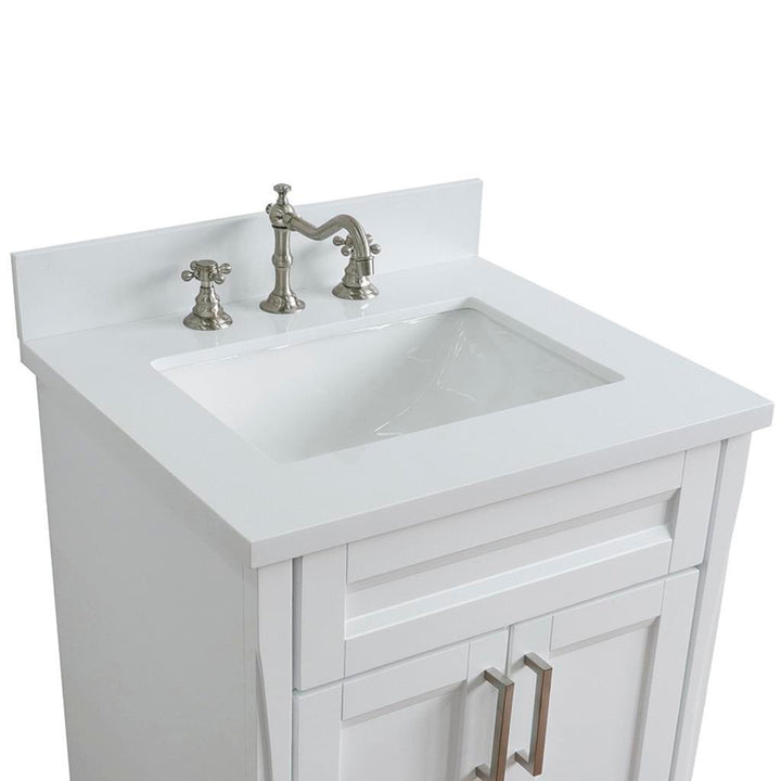 Bellaterra Home Terni 24" White Vanity, Rectangle Sink White Quartz#top-options_white-quartz