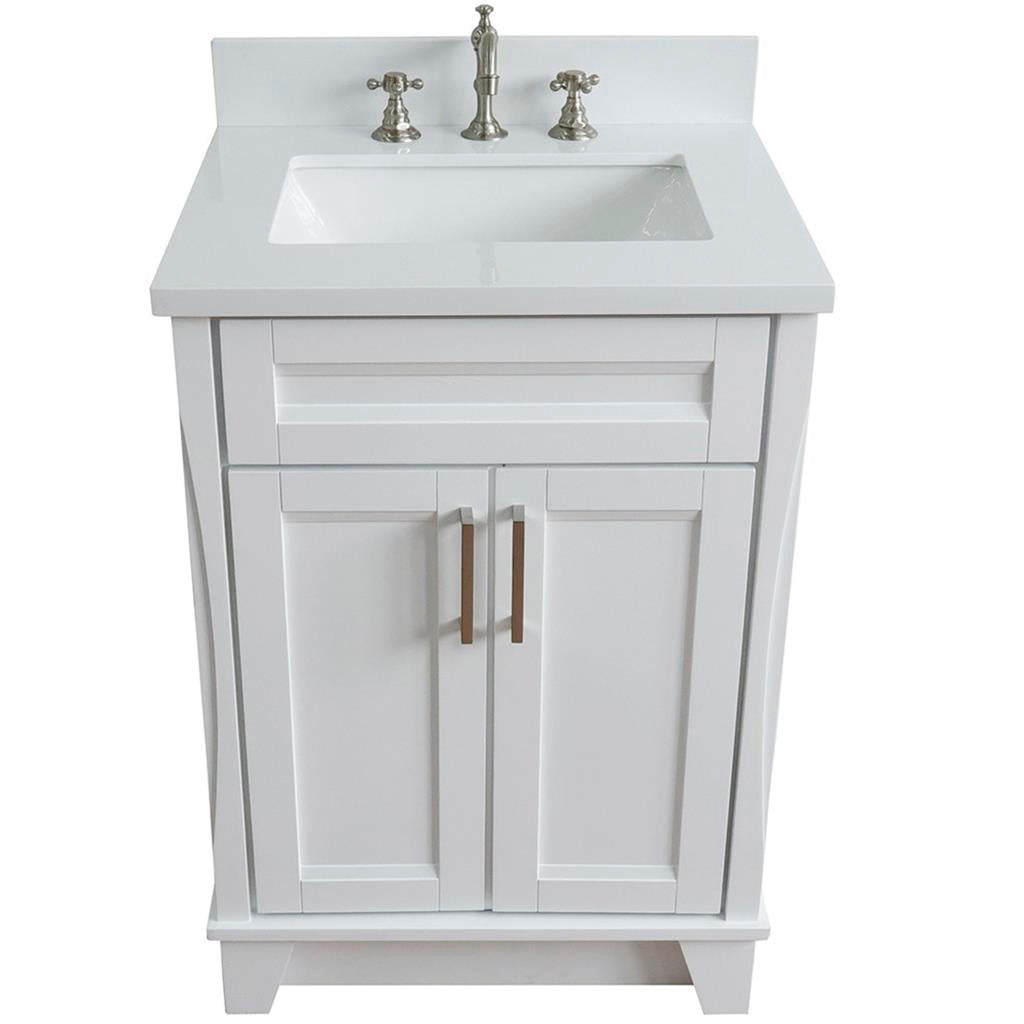 Bellaterra Home Terni 24" White Vanity, Rectangle Sink White Quartz#top-options_white-quartz