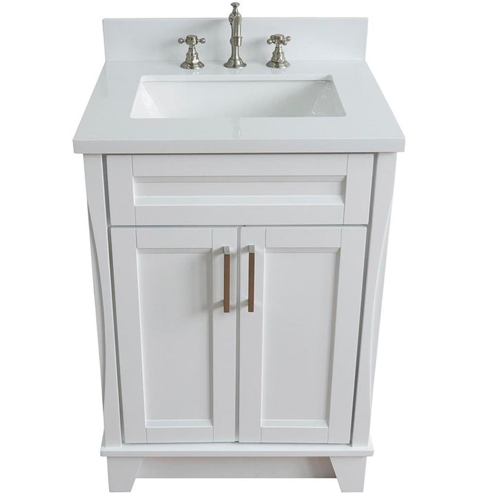 Bellaterra Home Terni 24" White Vanity, Rectangle Sink White Quartz#top-options_white-quartz