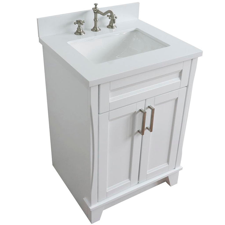 Bellaterra Home Terni 24" White Vanity, Rectangle Sink White Quartz#top-options_white-quartz