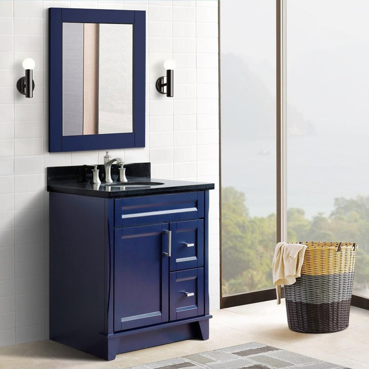 Bellaterra Terni 31" Single Vanity, Blue, Black Galaxy Granite Top/Oval Sink