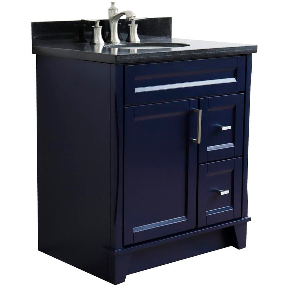 Bellaterra Home Terni 30" Blue Vanity, Oval Sink Black Galaxy Granite#top-options_black-galaxy-granite