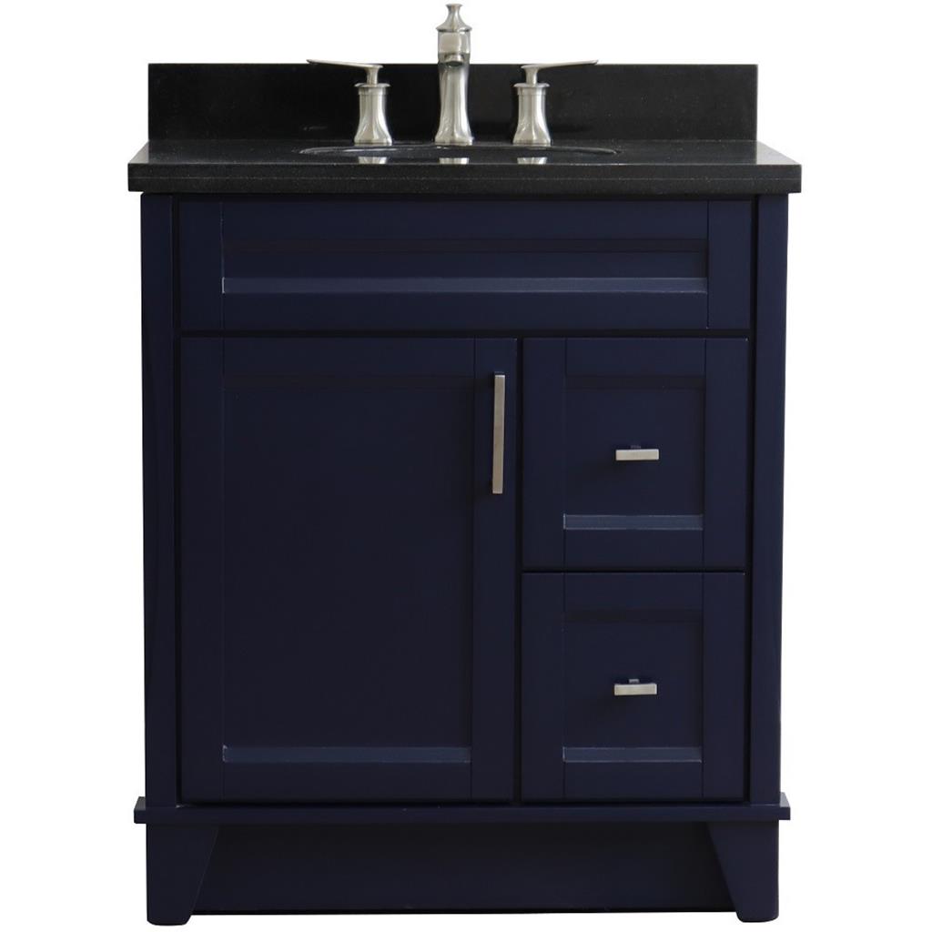 Bellaterra Terni 31" Single Vanity, Blue, Black Galaxy Granite Top/Oval Sink