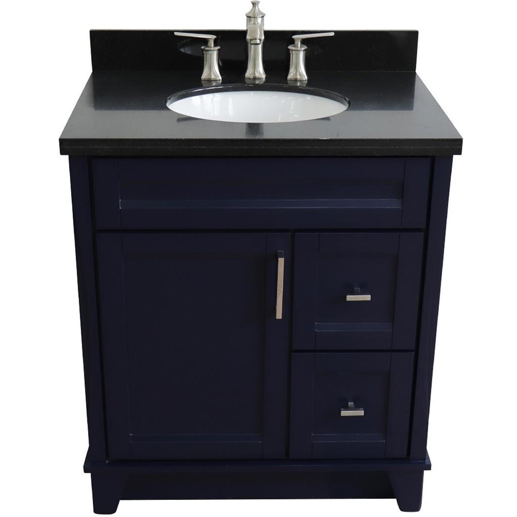 Bellaterra Terni 31" Single Vanity, Blue, Black Galaxy Granite Top/Oval Sink