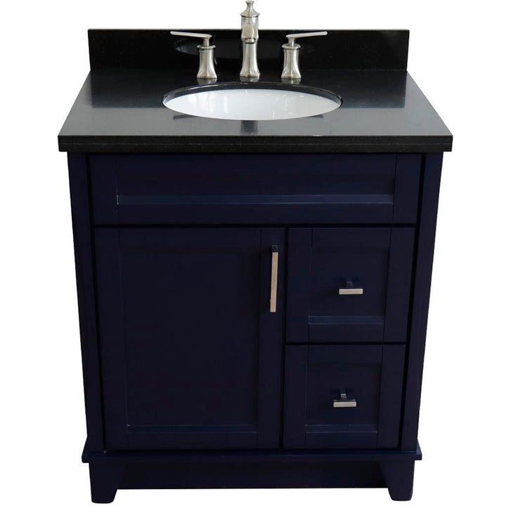 Bellaterra Terni 31" Single Vanity, Blue, Black Galaxy Granite Top/Oval Sink