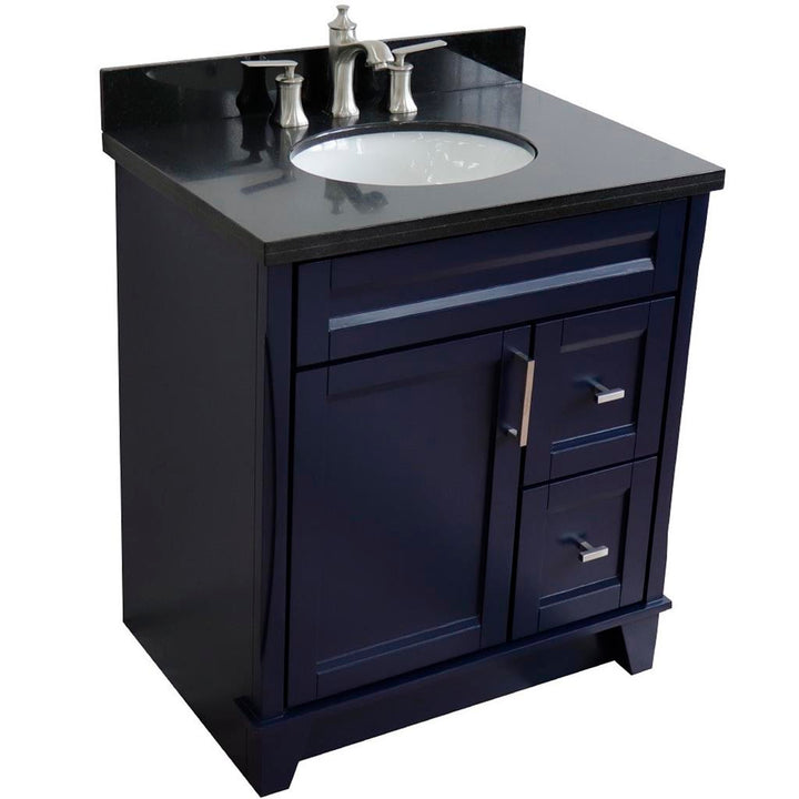 Bellaterra Terni 31" Single Vanity, Blue, Black Galaxy Granite Top/Oval Sink