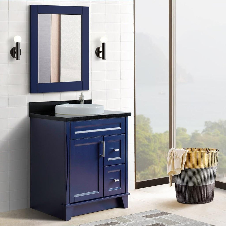 Bellaterra Home Terni 30" Blue Vanity, Round Sink Black Galaxy Granite#top-options_black-galaxy-granite