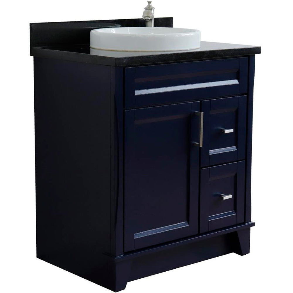 Bellaterra Home Terni 30" Blue Vanity, Round Sink Black Galaxy Granite#top-options_black-galaxy-granite