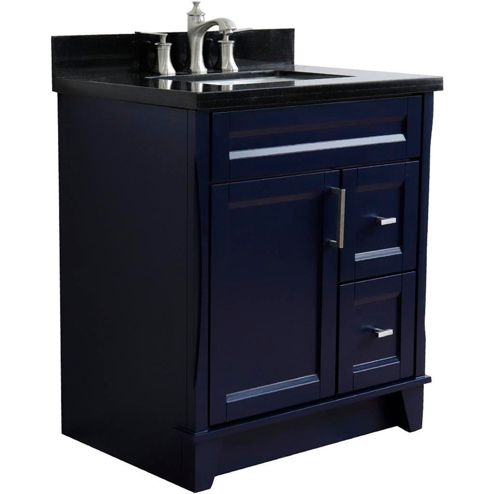 Bellaterra Home Terni 30" Blue Vanity, Rectangle Sink Black Galaxy Granite#top-options_black-galaxy-granite