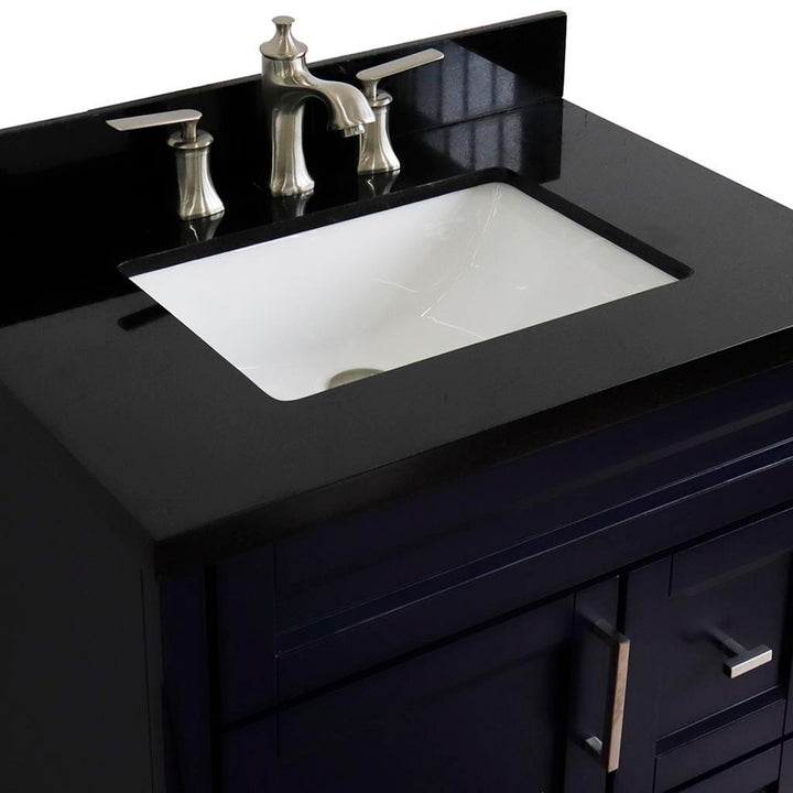 Bellaterra Terni 31" Single Vanity, Blue, Black Galaxy Granite Top/Rectangle Sink