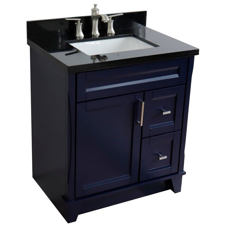 Bellaterra Terni 31" Single Vanity, Blue, Black Galaxy Granite Top/Rectangle Sink