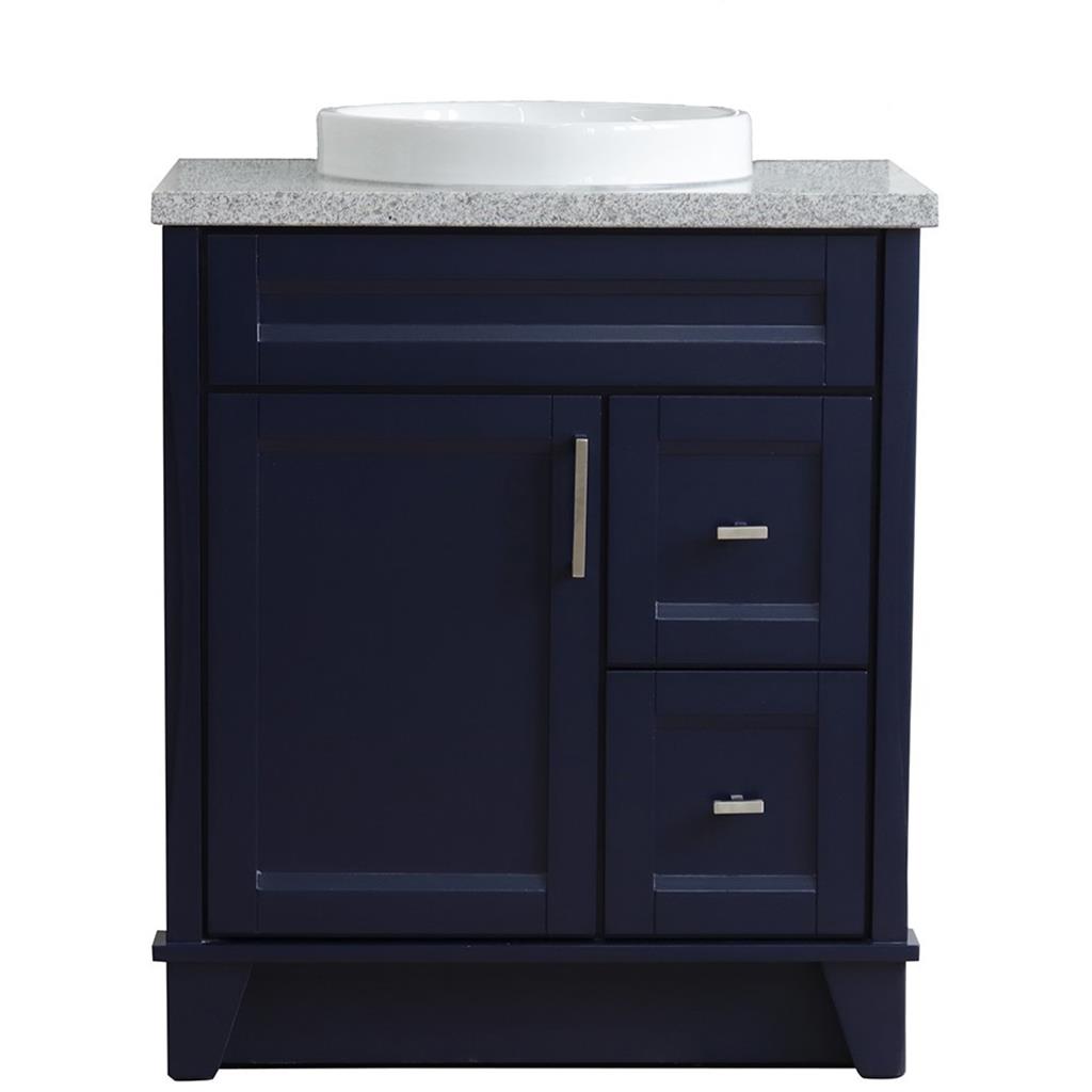 Bellaterra Terni 31" Single Vanity, Blue, Gray Granite Top/Round Sink