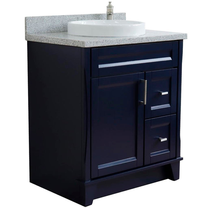 Bellaterra Terni 31" Single Vanity, Blue, Gray Granite Top/Round Sink