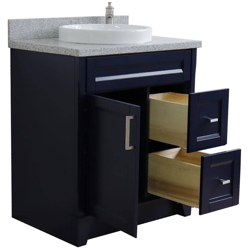 Bellaterra Terni 31" Single Vanity, Blue, Gray Granite Top/Round Sink