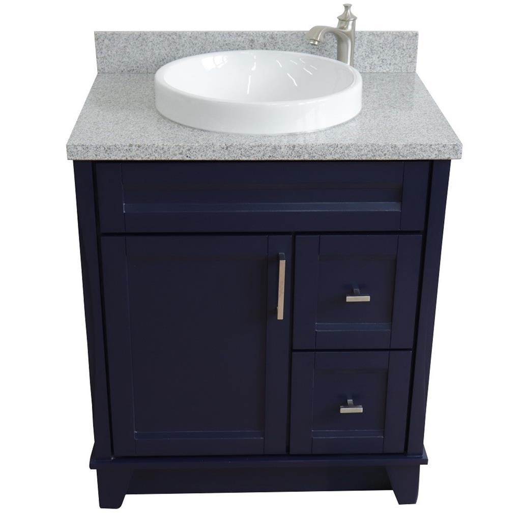 Bellaterra Terni 31" Single Vanity, Blue, Gray Granite Top/Round Sink