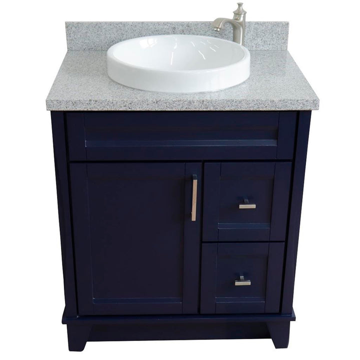 Bellaterra Terni 31" Single Vanity, Blue, Gray Granite Top/Round Sink