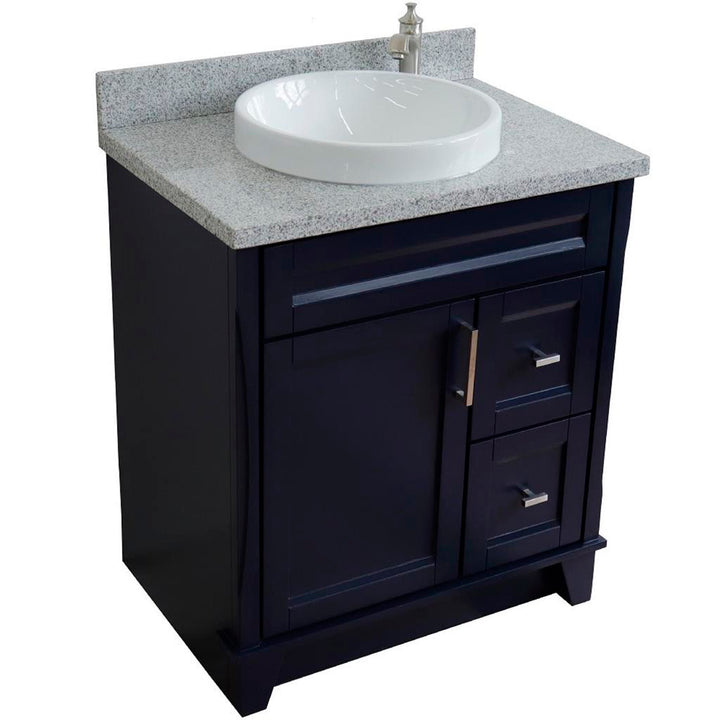 Bellaterra Terni 31" Single Vanity, Blue, Gray Granite Top/Round Sink