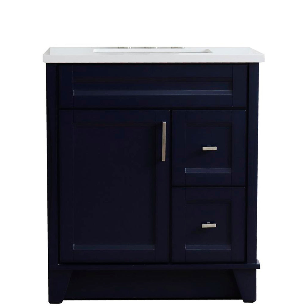 Bellaterra Terni 31" Single Vanity, Blue, White Quartz Top/Rectangle Sink