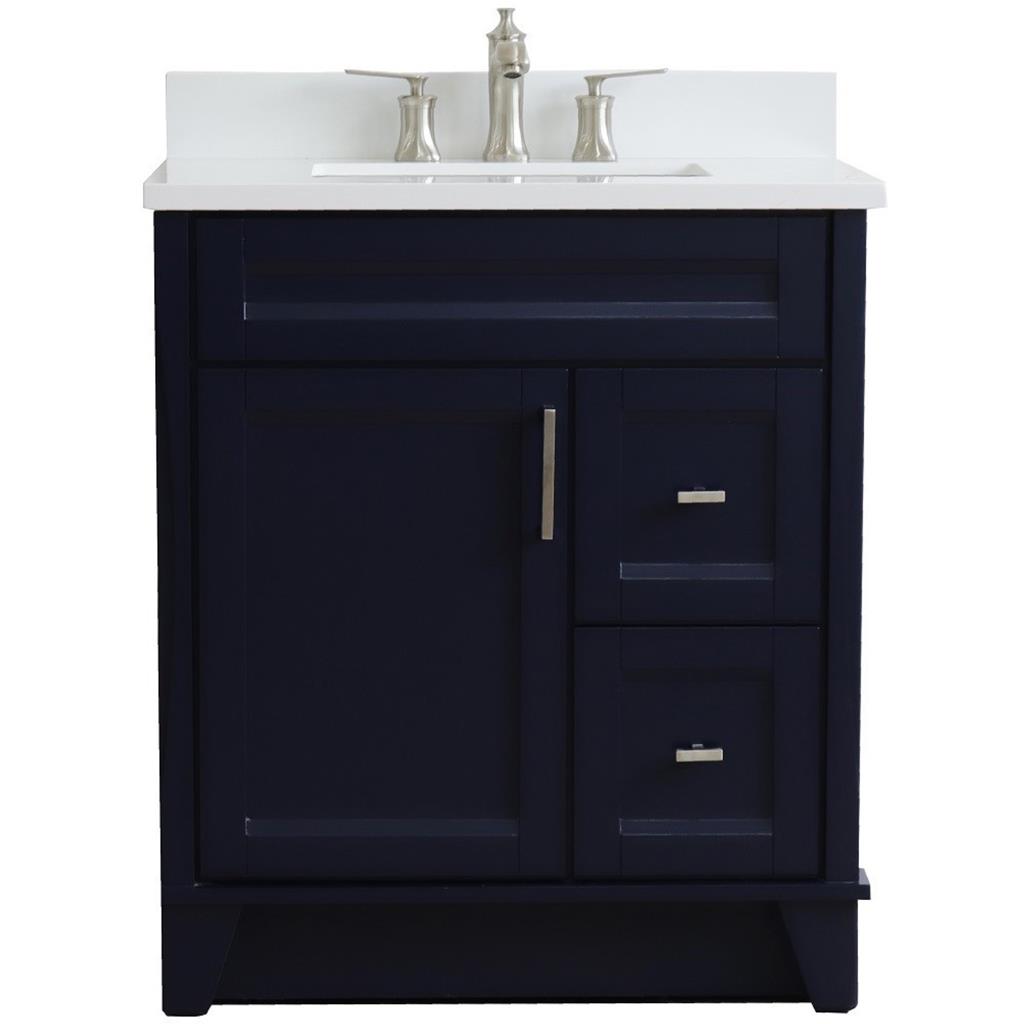 Bellaterra Terni 31" Single Vanity, Blue, White Quartz Top/Rectangle Sink