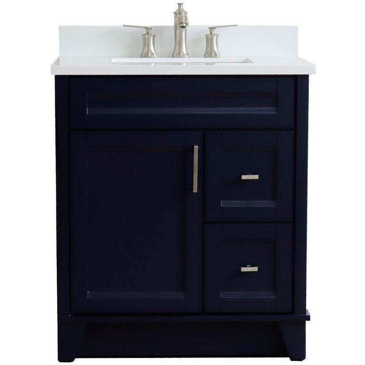 Bellaterra Terni 31" Single Vanity, Blue, White Quartz Top/Rectangle Sink