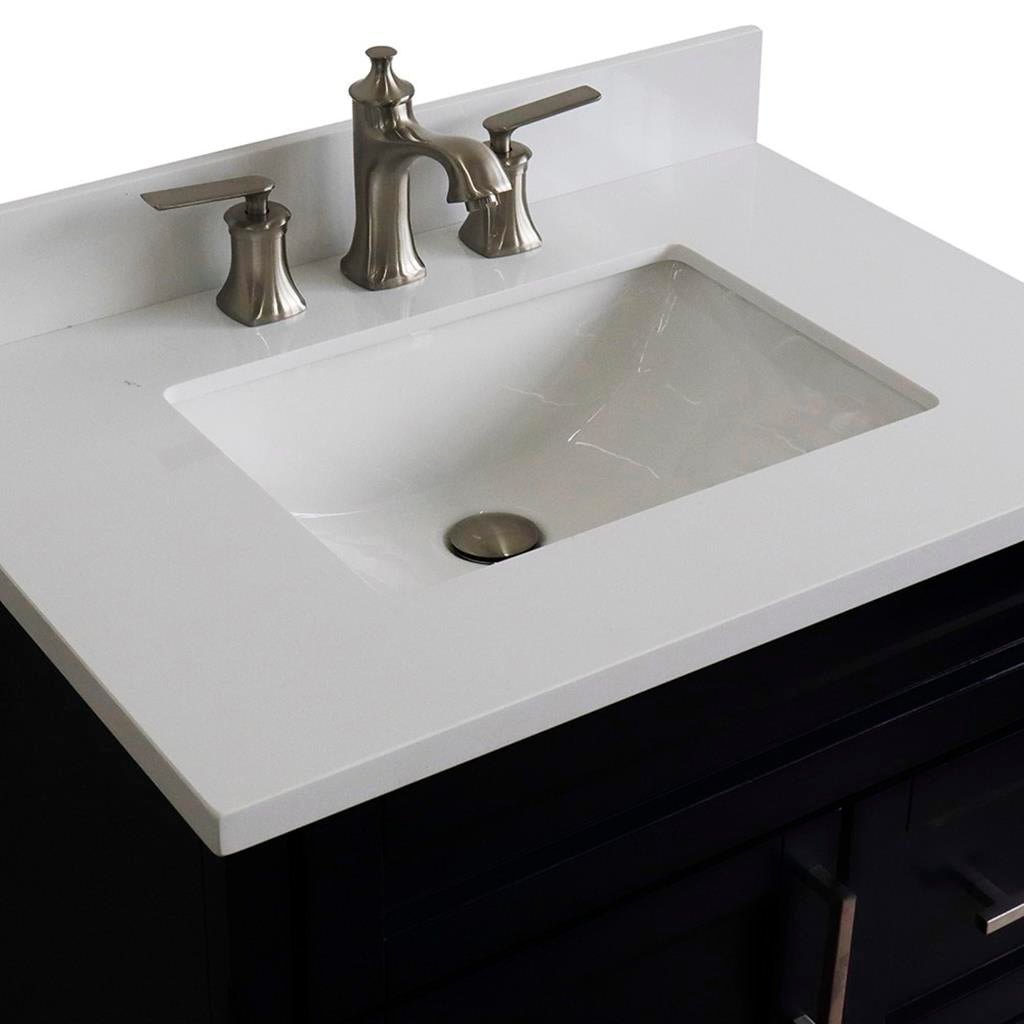 Bellaterra Terni 31" Single Vanity, Blue, White Quartz Top/Rectangle Sink