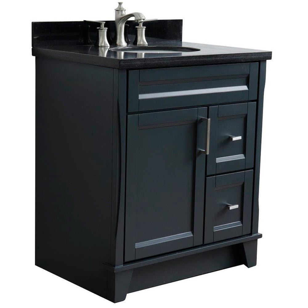 Bellaterra Home Terni 30" Dark Gray Vanity, Oval Sink Black Galaxy Granite#top-options_black-galaxy-granite