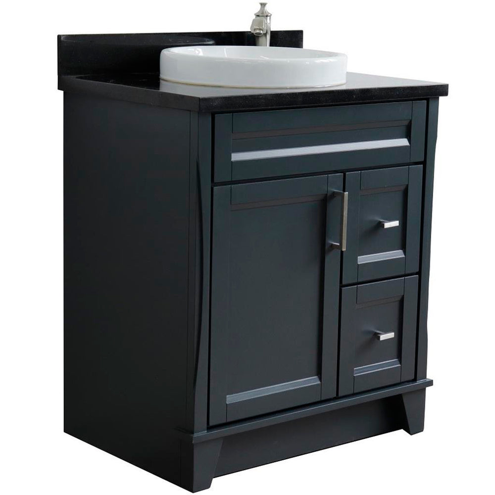 Bellaterra Home Terni 30" Dark Gray Vanity, Round Sink Black Galaxy Granite#top-options_black-galaxy-granite