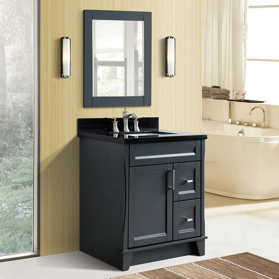 Bellaterra Home Terni 30" Dark Gray Vanity, Rectangle Sink Black Galaxy Granite#top-options_black-galaxy-granite