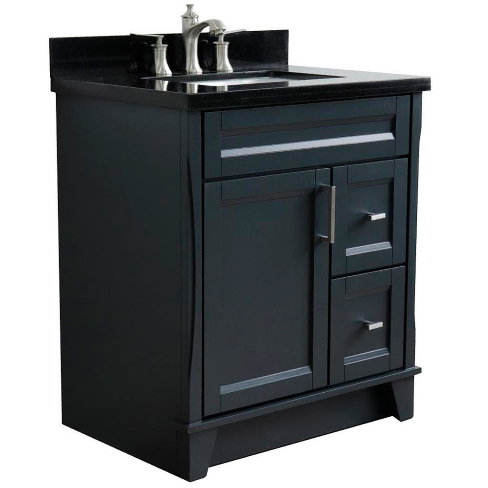 Bellaterra Home Terni 30" Dark Gray Vanity, Rectangle Sink Black Galaxy Granite#top-options_black-galaxy-granite