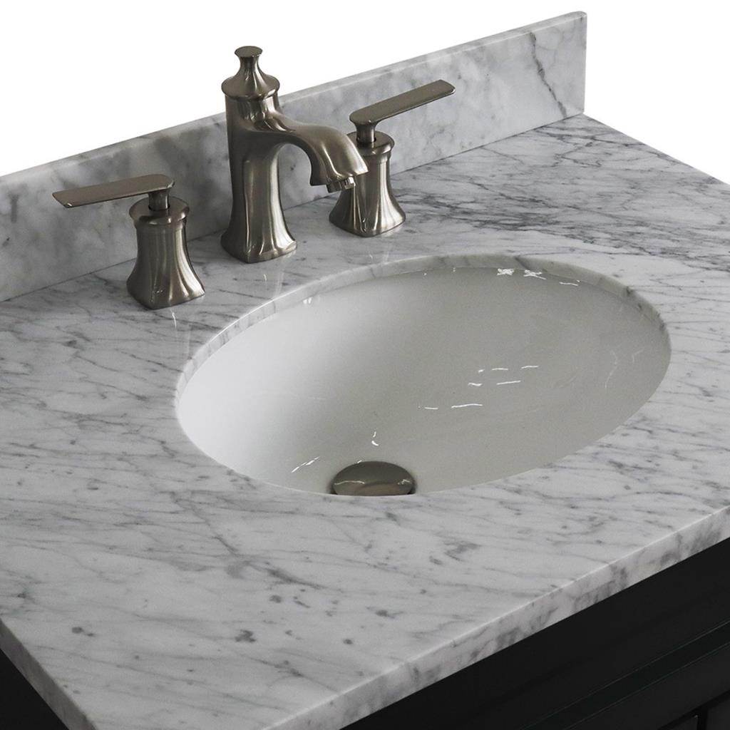 Bellaterra Terni 31" Single Vanity, Dark Gray, White Carrara Marble Top/Oval Sink