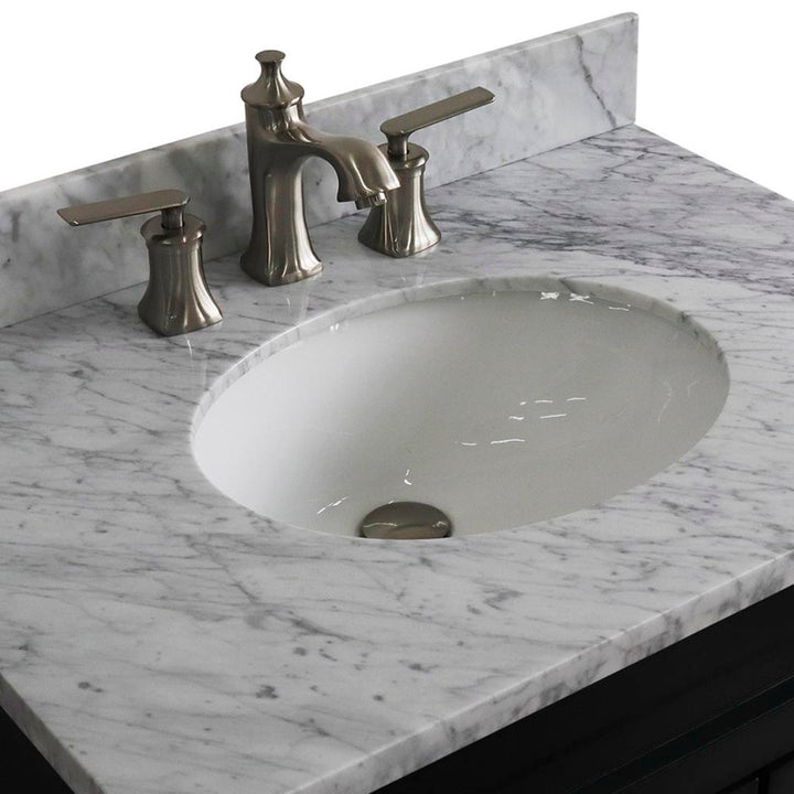 Bellaterra Terni 31" Single Vanity, Dark Gray, White Carrara Marble Top/Oval Sink