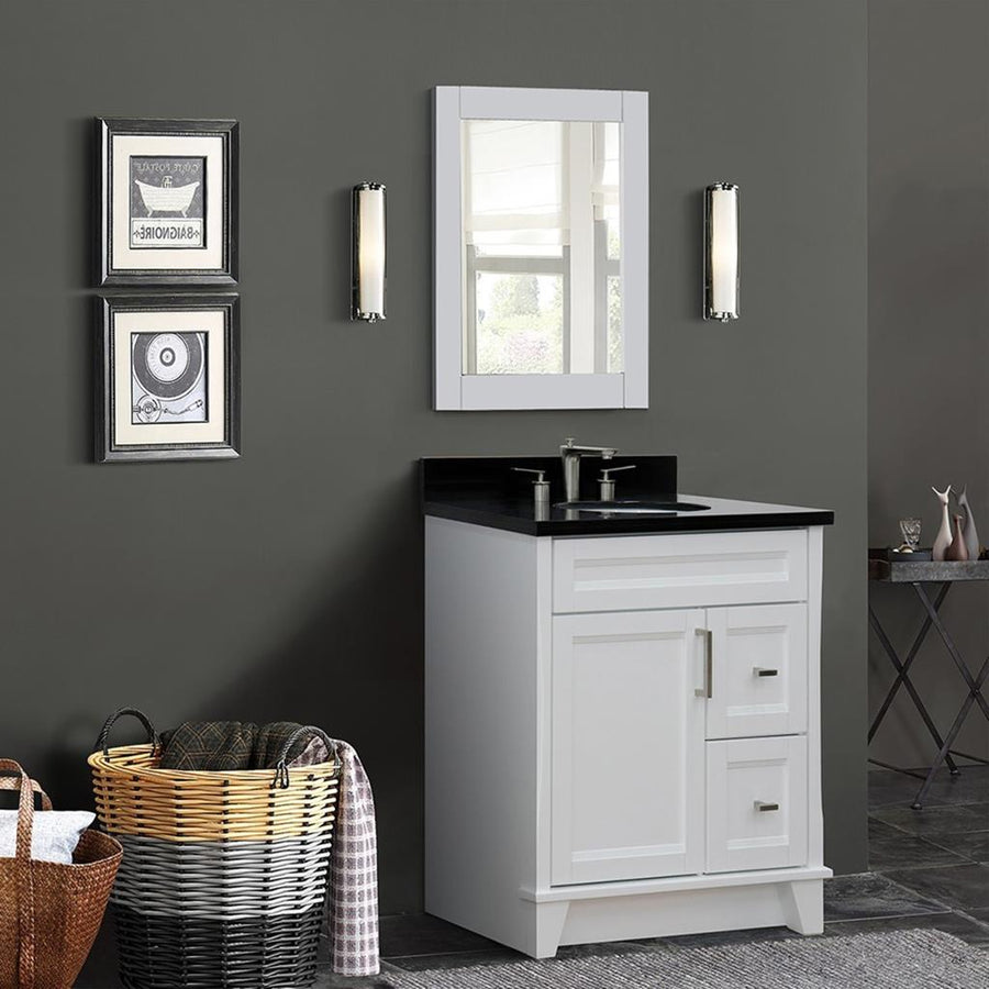 Bellaterra Home Terni 30" White Vanity, Oval Sink Black Galaxy Granite#top-options_black-galaxy-granite