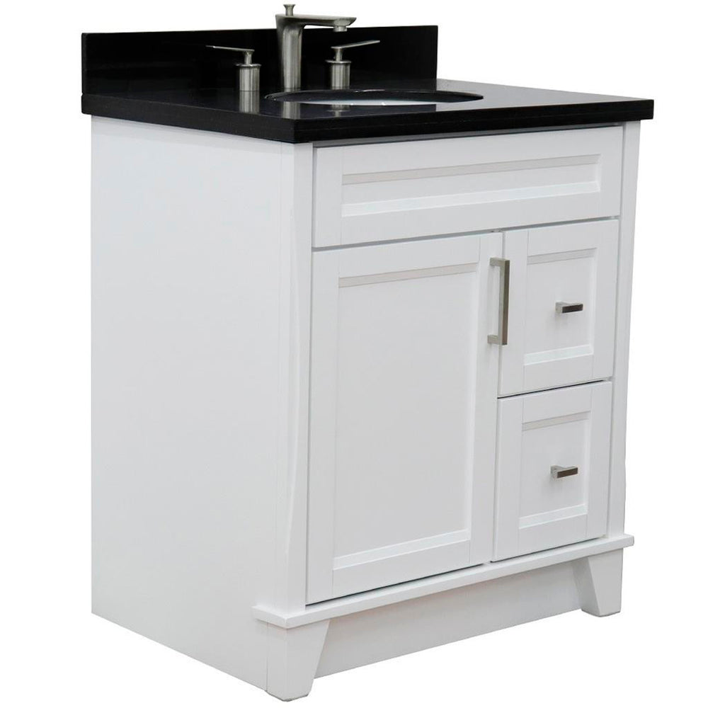 Bellaterra Home Terni 30" White Vanity, Oval Sink Black Galaxy Granite#top-options_black-galaxy-granite