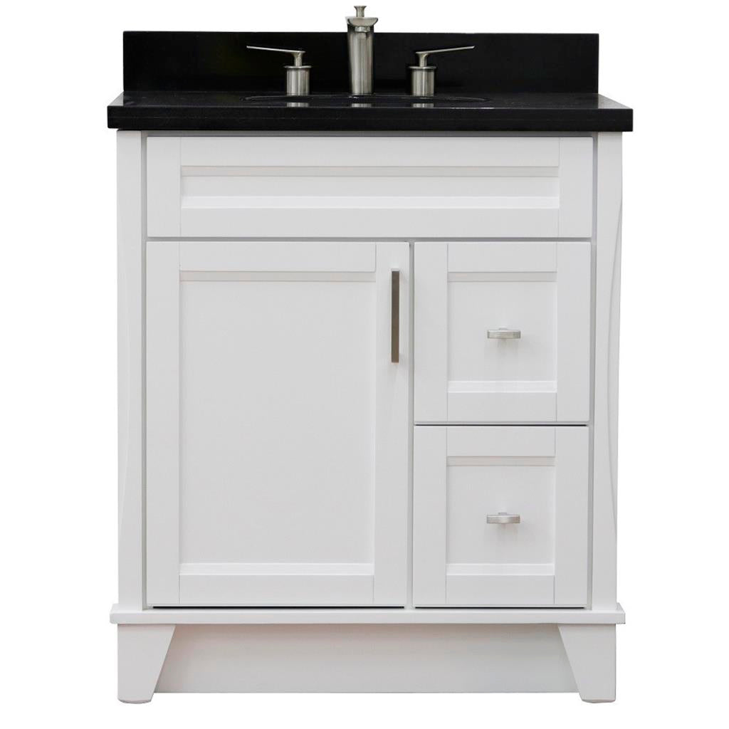 Bellaterra Terni 31" Single Vanity, White, Black Galaxy Granite Top/Oval Sink