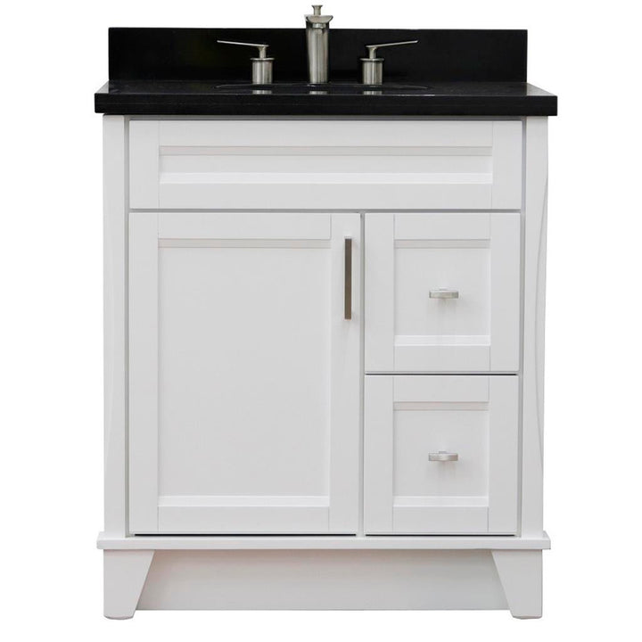 Bellaterra Terni 31" Single Vanity, White, Black Galaxy Granite Top/Oval Sink