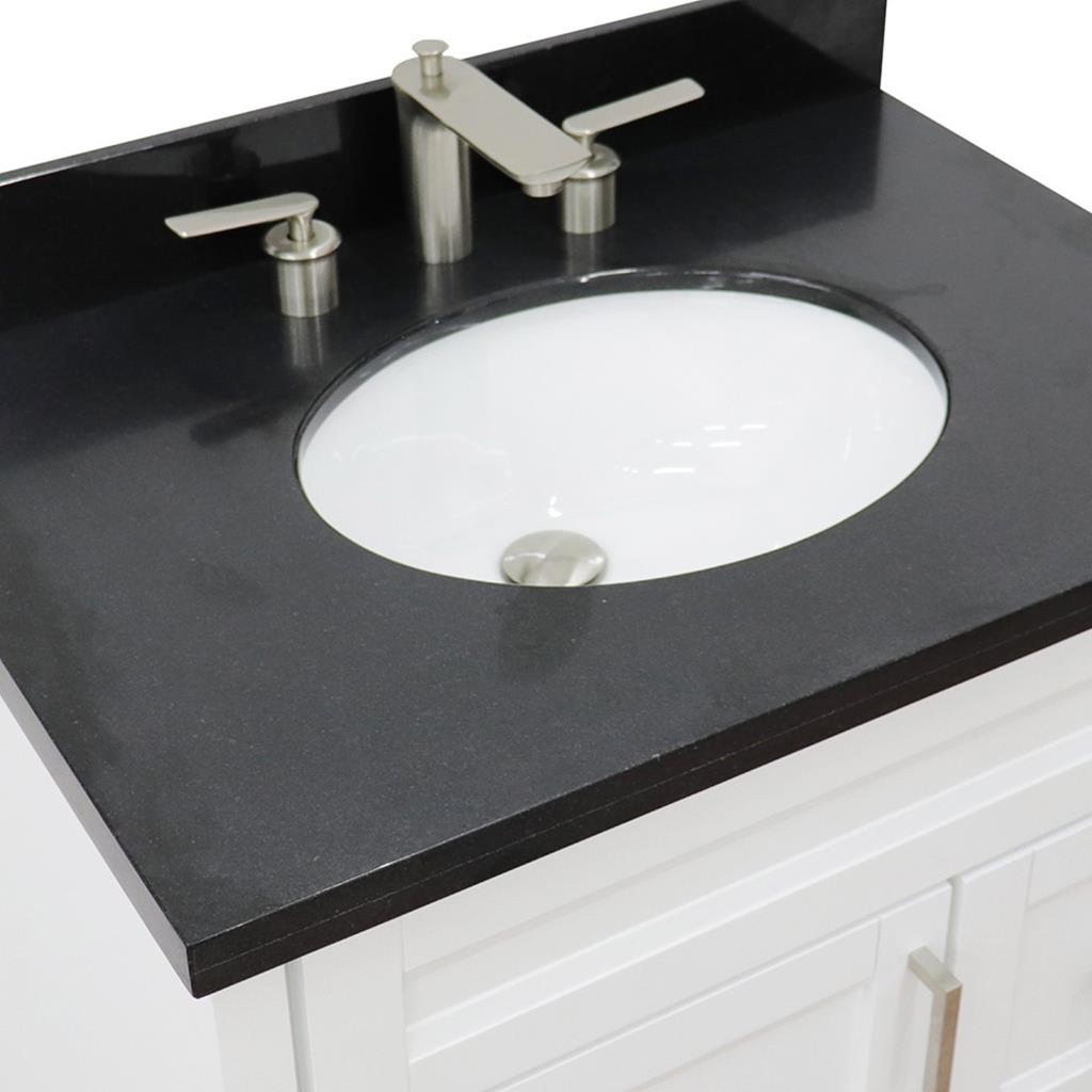 Bellaterra Terni 31" Single Vanity, White, Black Galaxy Granite Top/Oval Sink