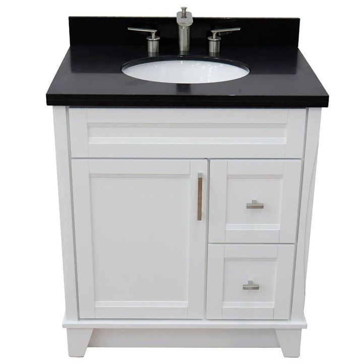 Bellaterra Terni 31" Single Vanity, White, Black Galaxy Granite Top/Oval Sink