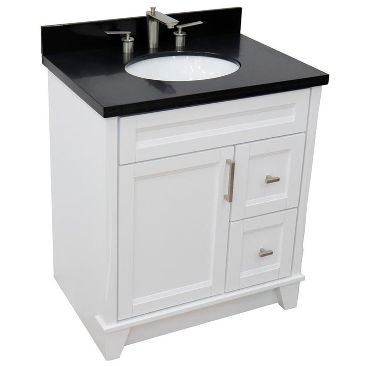 Bellaterra Terni 31" Single Vanity, White, Black Galaxy Granite Top/Oval Sink