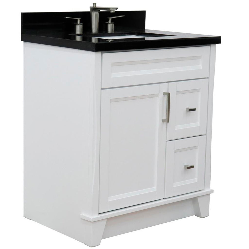 Bellaterra Home Terni 30" White Vanity, Rectangle Sink Black Galaxy Granite#top-options_black-galaxy-granite