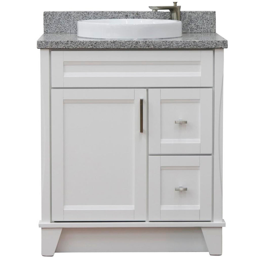 Bellaterra Terni 31" Single Vanity, White, Gray Granite Top/Round Sink