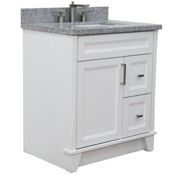 Bellaterra Terni 31" Single Vanity, White, Gray Granite Top/Rectangle Sink